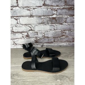 Madewell The Boardwalk Black Ankle Strap Leather Sandals Women Sz 8.5M US/39EU
